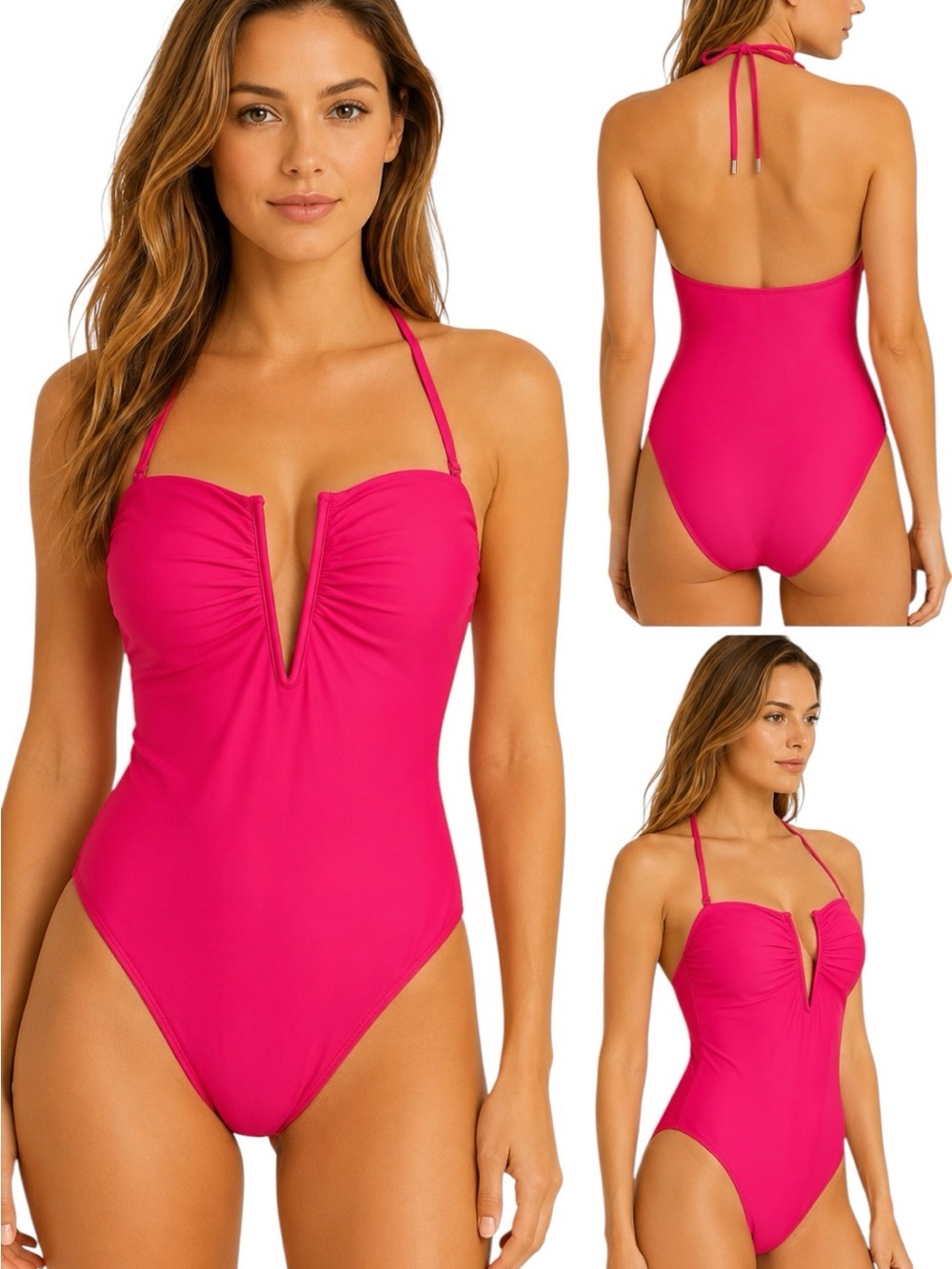 Express - NWOT Body Contour Swim Hot Pink One Piece Swimsuit Sz L